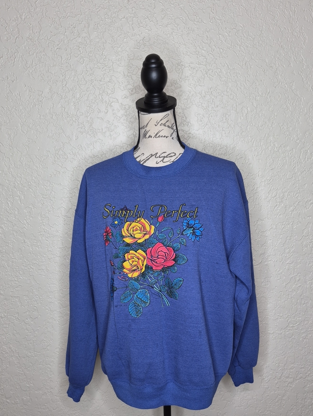 Simply Perfect Floral Graphic Sweatshirt Blue Size L